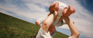 Baby lifting in air
